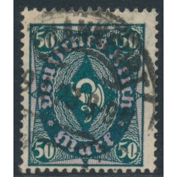 GERMANY - 1922 50Mk dark green/violet Posthorn, Vierpass watermark, used – Michel # 209Y