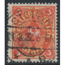 GERMANY - 1921 3Mk vermilion/yellow Posthorn, lozenges watermark, used – Michel # 172