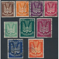 GERMANY - 1922 25pf to 5Mk Pigeon airmail set of 9, used – Michel # 210-218