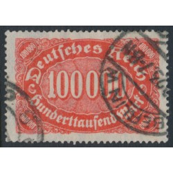 GERMANY - 1922 100,000Mk red Numeral, with a variety, used – Michel # 257III