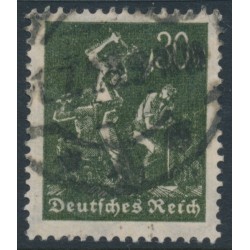 GERMANY - 1923 30Mk olive-black Miner, network watermark, used – Michel # 243b