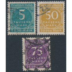 GERMANY - 1923 5000Mk to 75,000Mk Numerals set of 3, used – Michel # 274-276