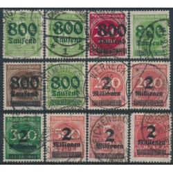 GERMANY - 1923 800Tausend & 2Millionen overprints, used – Michel # 301-312