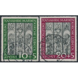 WEST GERMANY / BRD - 1951 Marienkirche in Lübeck set of 2, used – Michel # 139-140