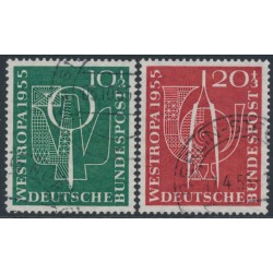 WEST GERMANY / BRD - 1955 Stamp Exhibition set of 2, used – Michel # 217-218