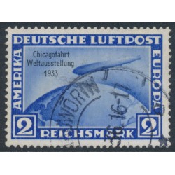 GERMANY - 1933 2RM blue Graf Zeppelin, o/p Chicagofahrt, used – Michel # 497