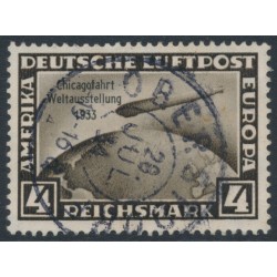 GERMANY - 1933 4RM brown Graf Zeppelin, o/p Chicagofahrt, used – Michel # 498