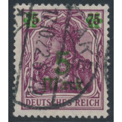 GERMANY - 1921 5M on 75pf purple Germania, matt overprint, used – Michel # 156II