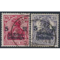 GERMANY - 1919 Germania set of 2 with War Relief overprints, used – Michel # 105-106