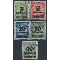 GERMANY - 1923 Milliarden overprints short set of 5, used – Michel # 333-337