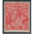 AUSTRALIA - 1924 1½d scarlet KGV, 'thin RAL' [22L28], MH – ACSC # 89A(22)j