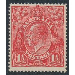 AUSTRALIA - 1924 1½d scarlet KGV, 'thin RAL' [22L28], MH – ACSC # 89A(22)j