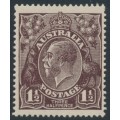 AUSTRALIA - 1918 1½d purple-black KGV, single watermark, MNH – ACSC # 83B