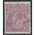 AUSTRALIA - 1924 4½d reddish violet KGV, single watermark, MH – ACSC # 118E