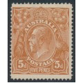 AUSTRALIA - 1915 5d chestnut KGV, single watermark, line perf., MH – ACSC # 122A