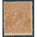 AUSTRALIA - 1917 5d chestnut KGV, comb perf., single watermark, MH – ACSC # 123A