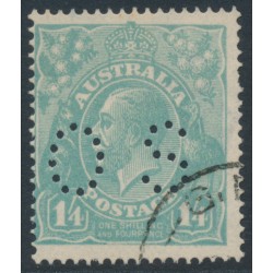 AUSTRALIA - 1920 1/4 greenish blue KGV, perf. OS, CTO – ACSC # 128Bwd