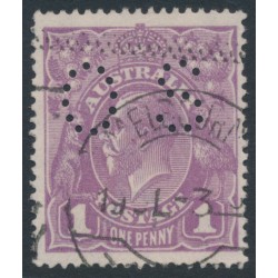 AUSTRALIA - 1922 1d purple KGV, perf. OS, used – ACSC # 76Dbb