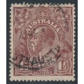 AUSTRALIA - 1919 1½d brown KGV, LM watermark, 'blur in wattles' [3R5], used – ACSC # 86(3)m