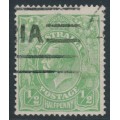 AUSTRALIA - 1918 ½d green KGV, LM watermark, 'eight wattles' [5L17], used – ACSC # 65E(5)f