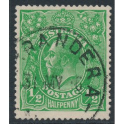 AUSTRALIA - 1915 ½d deep bright green KGV, single watermark, used – ACSC # 63D