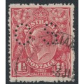 AUSTRALIA - 1924 1½d red KGV, coarse mesh paper, used – ACSC # 89Gac+bb