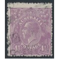 AUSTRALIA - 1924 4½d violet KGV, single watermark, coarse paper, used – ACSC # 118Dab