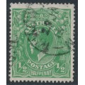 AUSTRALIA - 1918 ½d deep green KGV, LM watermark, used – ACSC # 65D