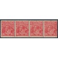 AUSTRALIA - 1924 1½d red KGV, no watermark, strip with three varieties, MH – ACSC # 90A(17)o+p +q