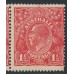 AUSTRALIA - 1924 1½d red KGV, no watermark, strip with three varieties, MH – ACSC # 90A(17)o+p +q