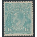 AUSTRALIA - 1920 1/4 pale turquoise-blue KGV, single watermark, MH – ACSC # 128A