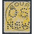 AUSTRALIA - 1916 4d lime-yellow KGV, single watermark, perf. OS NSW, used – ACSC # 110Db