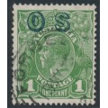 AUSTRALIA - 1932 1d green KGV, o/p OS, CofA watermark reversed, used – ACSC # 82A(OS)aa 