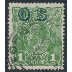 AUSTRALIA - 1932 1d green KGV, o/p OS, CofA watermark reversed, used – ACSC # 82A(OS)aa 