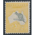 AUSTRALIA - 1913 5/- grey/chrome Kangaroo, 'break in coast & frame' [L2], MH – ACSC # 42A(D)d