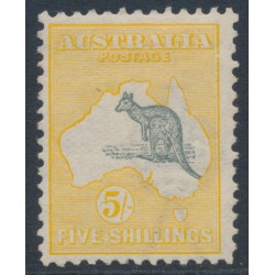 AUSTRALIA - 1913 5/- grey/chrome Kangaroo, 'break in coast & frame' [L2], MH – ACSC # 42A(D)d