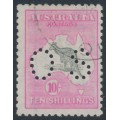 AUSTRALIA - 1917 10/- grey/pink Kangaroo, 'break in NSW coast' [R43], CTO – ACSC # 48A(D)j+wa