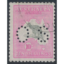 AUSTRALIA - 1917 10/- grey/pink Kangaroo, 'break in NSW coast' [R43], CTO – ACSC # 48A(D)j+wa