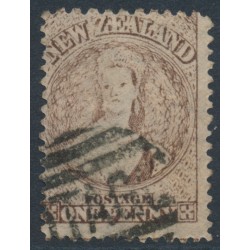 NEW ZEALAND - 1873 1d brown QV Chalon, perf. 12½, star watermark, used – SG # 132a