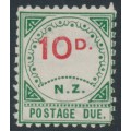 NEW ZEALAND - 1899 10d carmine/green Postage Due, MH – SG # D8