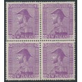 NEW ZEALAND - 1926 3/- mauve KGV (Admiral), block of 4, MH – SG # 467