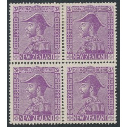 NEW ZEALAND - 1926 3/- mauve KGV (Admiral), block of 4, MH – SG # 467