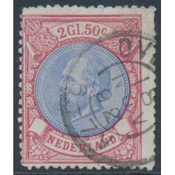 NETHERLANDS - 1872 2.50G red/ultramarine King Willem III, used – NVPH # 29