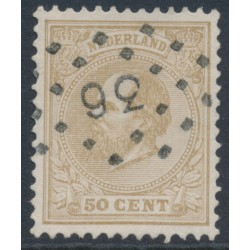 NETHERLANDS - 1884 50c yellow-brown King Willem III, perf. 12½:12, used – NVPH # 27H