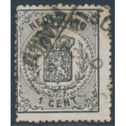 NETHERLANDS - 1869 1c black Coat of Arms, perf. 14:14, used – NVPH # 14A