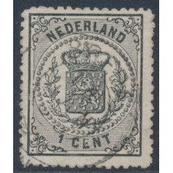 NETHERLANDS - 1869 1c black Coat of Arms, perf. 14:14, used – NVPH # 14A