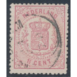 NETHERLANDS - 1869 1½c rose Coat of Arms, perf. 13¼:13¼ (small holes), used – NVPH # 16B