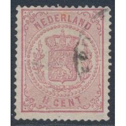 NETHERLANDS - 1875 1½c rose Coat of Arms, perf. 13¼:13¼ (large holes), used – NVPH # 16D