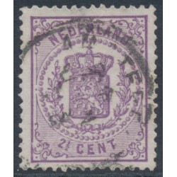 NETHERLANDS - 1870 2½c violet Coat of Arms, perf. 13¼:13¼ (large holes), used – NVPH # 18D