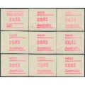 AUSTRALIA - 1994 45c Waratah Framas set of 9, MNH – ACSC # 1767A-1767I